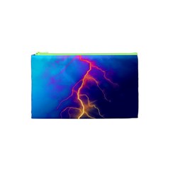 Blue Lightning Colorful Digital Art Cosmetic Bag (xs)