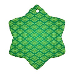 Pattern Texture Geometric Green Snowflake Ornament (two Sides) by Mariart