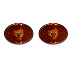 Beautiful Heart With Leaves Cufflinks (oval) by FantasyWorld7