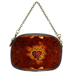 Beautiful Heart With Leaves Chain Purse (two Sides) by FantasyWorld7