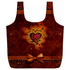 Beautiful Heart With Leaves Full Print Recycle Bag (xxxl) by FantasyWorld7