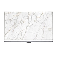 White Marble Texture Floor Background With Gold Veins Intrusions Greek Marble Print Luxuous Real Marble Business Card Holder by genx