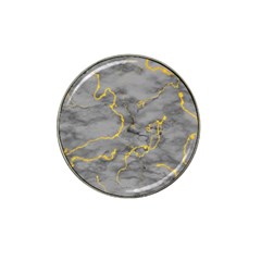 Marble Neon Retro Light Gray With Gold Yellow Veins Texture Floor Background Retro Neon 80s Style Neon Colors Print Luxuous Real Marble Hat Clip Ball Marker (10 Pack) by genx
