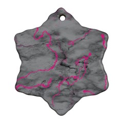 Marble Light Gray With Bright Magenta Pink Veins Texture Floor Background Retro Neon 80s Style Neon Colors Print Luxuous Real Marble Ornament (snowflake) by genx