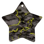 Marble light gray with green lime veins texture floor background retro neon 80s style neon colors print luxuous real marble Star Ornament (Two Sides)