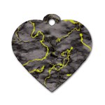 Marble light gray with green lime veins texture floor background retro neon 80s style neon colors print luxuous real marble Dog Tag Heart (One Side)
