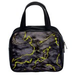 Marble light gray with green lime veins texture floor background retro neon 80s style neon colors print luxuous real marble Classic Handbag (Two Sides)