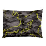 Marble light gray with green lime veins texture floor background retro neon 80s style neon colors print luxuous real marble Pillow Case