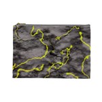 Marble light gray with green lime veins texture floor background retro neon 80s style neon colors print luxuous real marble Cosmetic Bag (Large)