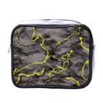 Marble light gray with green lime veins texture floor background retro neon 80s style neon colors print luxuous real marble Mini Toiletries Bag (One Side)
