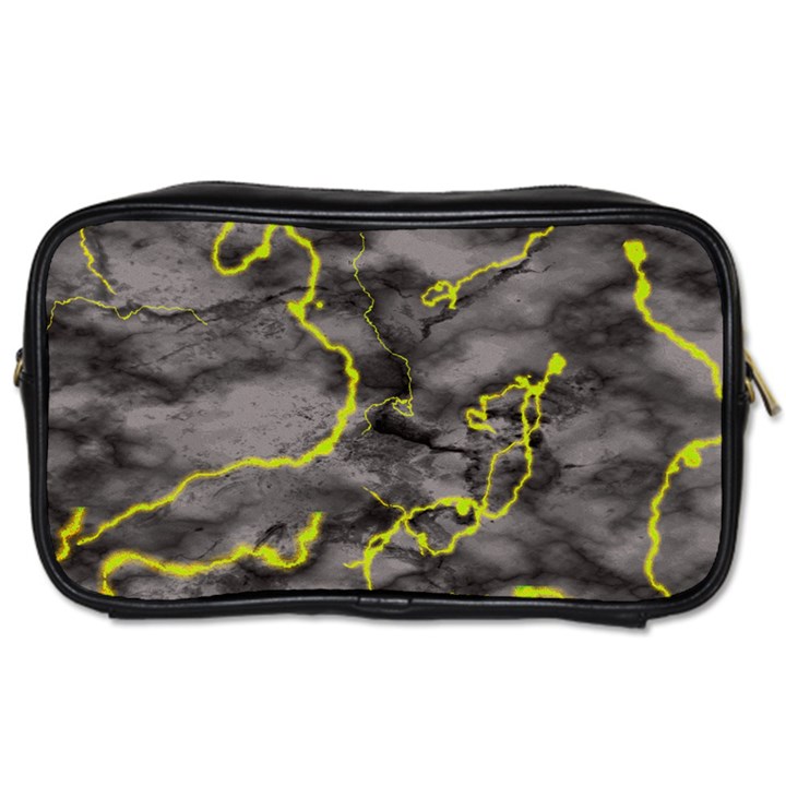 Marble light gray with green lime veins texture floor background retro neon 80s style neon colors print luxuous real marble Toiletries Bag (Two Sides)