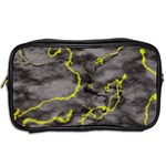 Marble light gray with green lime veins texture floor background retro neon 80s style neon colors print luxuous real marble Toiletries Bag (Two Sides) Back