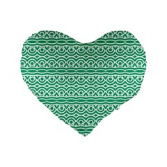 Pattern Green Standard 16  Premium Flano Heart Shape Cushions