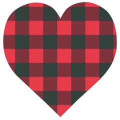 Canadian Lumberjack Red And Black Plaid Canada Wooden Puzzle Heart by snek