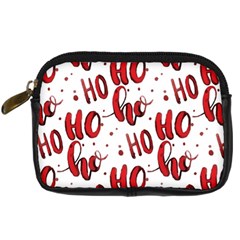 Christmas Watercolor Hohoho Red Handdrawn Holiday Organic And Naive Pattern Digital Camera Leather Case by genx