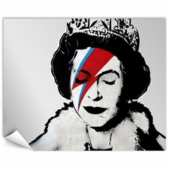Banksy Graffiti Uk England God Save The Queen Elisabeth With David Bowie Rockband Face Makeup Ziggy Stardust Canvas 11  X 14  by snek