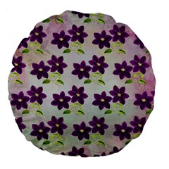 Purple Flower Large 18  Premium Flano Round Cushions