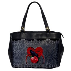 Wonderful Crow On A Heart Oversize Office Handbag by FantasyWorld7