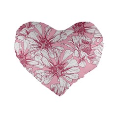 Pink Flowers Standard 16  Premium Flano Heart Shape Cushions by Sobalvarro