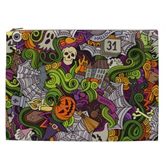 Halloween Doodle Vector Seamless Pattern Cosmetic Bag (xxl) by Sobalvarro
