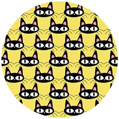 Cute Black Cat Pattern Wooden Puzzle Round by Valentinaart