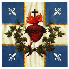 Quebec Flag Drapeau Québec Patriote Carillon Sacré-coeur Christian Catholic Old Vintage With Fleurs De Lys Wooden Puzzle Square by Quebec
