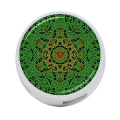 Love The Hearts  Mandala On Green 4-port Usb Hub (two Sides) by pepitasart