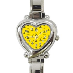 Gadsden Flag Don t Tread On Me Yellow And Black Pattern With American Stars Heart Italian Charm Watch