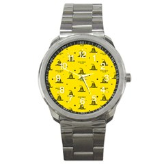 Gadsden Flag Don t Tread On Me Yellow And Black Pattern With American Stars Sport Metal Watch