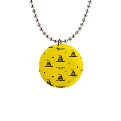 Gadsden Flag Don t Tread On Me Yellow And Black Pattern With American Stars 1  Button Necklace