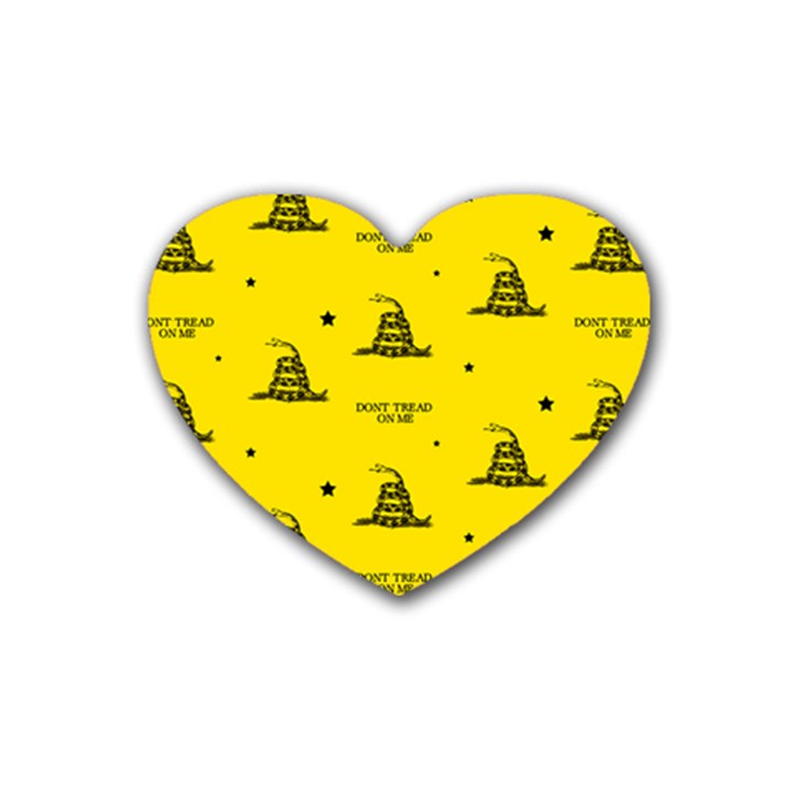 Gadsden Flag Don t tread on me Yellow and Black Pattern with american stars Rubber Coaster (Heart) 