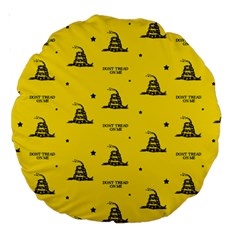 Gadsden Flag Don t Tread On Me Yellow And Black Pattern With American Stars Large 18  Premium Round Cushions by snek