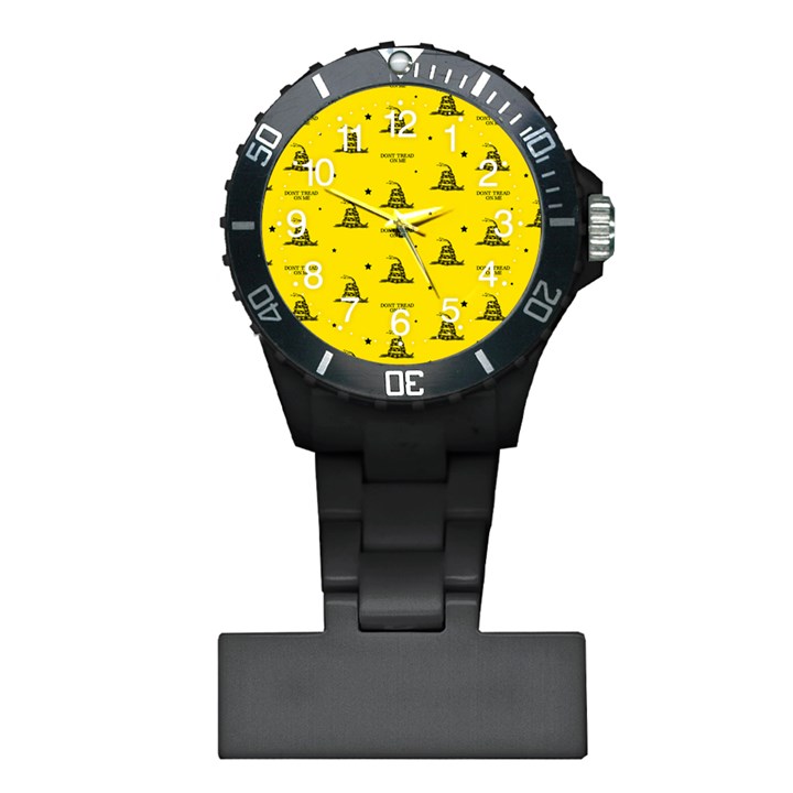 Gadsden Flag Don t tread on me Yellow and Black Pattern with american stars Plastic Nurses Watch