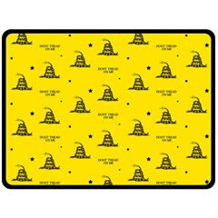 Gadsden Flag Don t Tread On Me Yellow And Black Pattern With American Stars Double Sided Fleece Blanket (large)  by snek