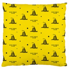 Gadsden Flag Don t Tread On Me Yellow And Black Pattern With American Stars Large Flano Cushion Case (two Sides)