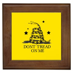 Gadsden Flag Don t Tread On Me Yellow And Black Pattern With American Stars Framed Tile by snek