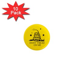 Gadsden Flag Don t Tread On Me Yellow And Black Pattern With American Stars 1  Mini Magnet (10 Pack) 