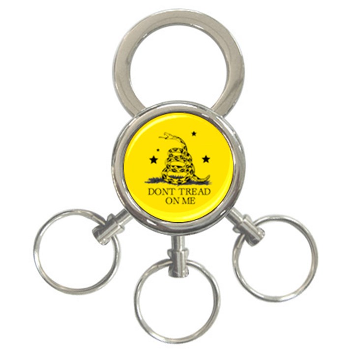Gadsden Flag Don t tread on me Yellow and Black Pattern with american stars 3-Ring Key Chain