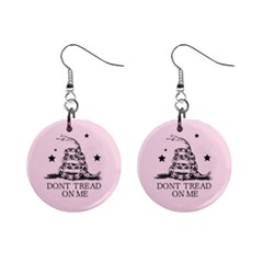 Gadsden Flag Don t Tread On Me Light Pink And Black Pattern With American Stars Mini Button Earrings