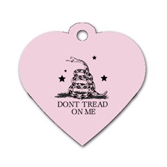 Gadsden Flag Don t Tread On Me Light Pink And Black Pattern With American Stars Dog Tag Heart (two Sides)