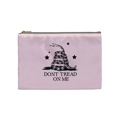 Gadsden Flag Don t Tread On Me Light Pink And Black Pattern With American Stars Cosmetic Bag (medium)