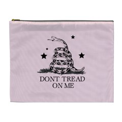 Gadsden Flag Don t Tread On Me Light Pink And Black Pattern With American Stars Cosmetic Bag (xl)