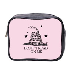 Gadsden Flag Don t Tread On Me Light Pink And Black Pattern With American Stars Mini Toiletries Bag (two Sides)