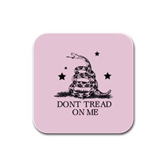 Gadsden Flag Don t Tread On Me Light Pink And Black Pattern With American Stars Rubber Square Coaster (4 Pack)  by snek