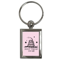 Gadsden Flag Don t Tread On Me Light Pink And Black Pattern With American Stars Key Chain (rectangle) by snek