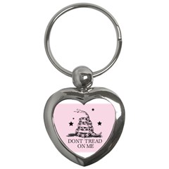 Gadsden Flag Don t Tread On Me Light Pink And Black Pattern With American Stars Key Chain (heart) by snek