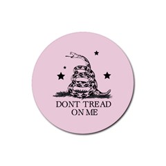 Gadsden Flag Don t Tread On Me Light Pink And Black Pattern With American Stars Rubber Round Coaster (4 Pack)  by snek