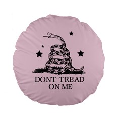 Gadsden Flag Don t Tread On Me Light Pink And Black Pattern With American Stars Standard 15  Premium Flano Round Cushions
