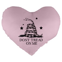 Gadsden Flag Don t Tread On Me Light Pink And Black Pattern With American Stars Large 19  Premium Flano Heart Shape Cushions by snek