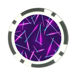 Retrowave Aesthetic Vaporwave Retro Memphis Pattern 80s Design Geometric Shapes Futurist Purple Pink Blue Neon Light Poker Chip Card Guard by genx